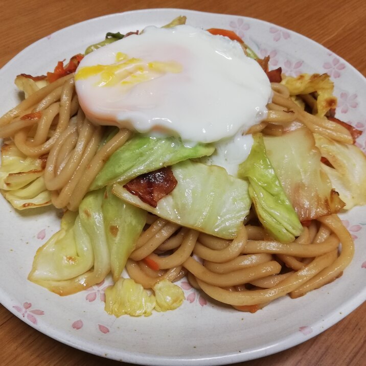 麺つゆで簡単焼きうどん キャベツ×大量消費